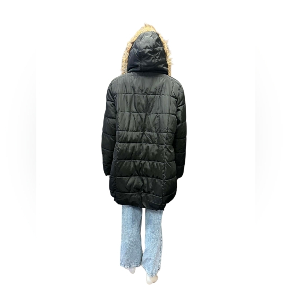 Alta Puffer Coat Black Faux Fur Hood Size 3X EUC Black Puffer - Picture 3 of 9